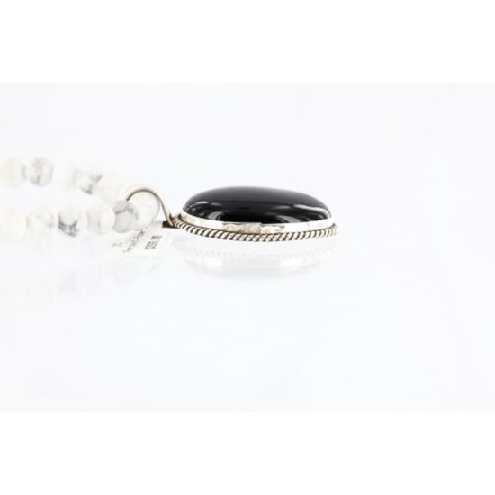 Handmade Certified Authentic Navajo .925 Sterling Silver BLACK ONYX and WHITE Turquoise Native American Necklace 371020814624 Handmade Certified Authentic Navajo .925 Sterling Silver BLACK ONYX and WHITE Turquoise Native American Necklace 371020814624