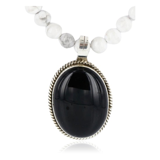 Handmade Certified Authentic Navajo .925 Sterling Silver BLACK ONYX and WHITE Turquoise Native American Necklace 371020814624 Handmade Certified Authentic Navajo .925 Sterling Silver BLACK ONYX and WHITE Turquoise Native American Necklace 371020814624