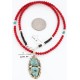 Handmade Certified Authentic Navajo .925 Sterling Silver Coral and Turquoise Native American Necklace & Pendant 390794825224
