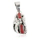 Handmade Certified Authentic Navajo .925 Sterling Silver Coral Native American Pendant 26211-2