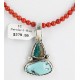 HANDMADE Certified Authentic Navajo .925 sterling Silver Cripple Turquoise with Coral Native American Necklace 371105033980