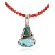 HANDMADE Certified Authentic Navajo .925 sterling Silver Cripple Turquoise with Coral Native American Necklace 371105033980
