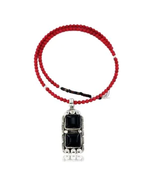 Handmade Certified Authentic Navajo .925 Sterling Silver DOUBLE BLACK ONYX and CORAL Native American Necklace & Pendant 390794259786 Handmade Certified Authentic Navajo .925 Sterling Silver DOUBLE BLACK ONYX and CORAL Native American Necklace & Pendant 390794259786