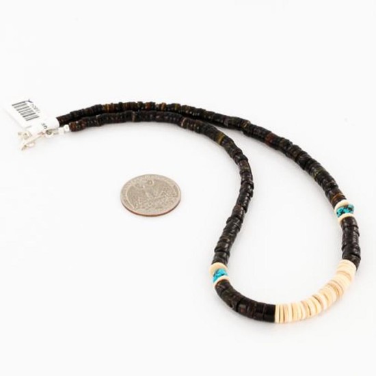 Handmade Certified Authentic Navajo .925 Sterling Silver Graduated Heishi, Turquoise and Spiny Oyster Native American Necklace 390739575384 Handmade Certified Authentic Navajo .925 Sterling Silver Graduated Heishi, Turquoise and Spiny Oyster Native American Necklace 390739575384