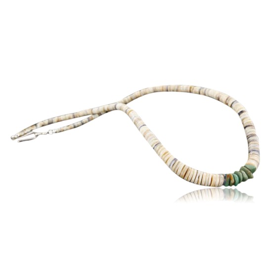 Handmade Certified Authentic Navajo .925 Sterling Silver Graduated Melon Shell and Turquoise Native American Necklace 370980665640 Handmade Certified Authentic Navajo .925 Sterling Silver Graduated Melon Shell and Turquoise Native American Necklace 370980665640