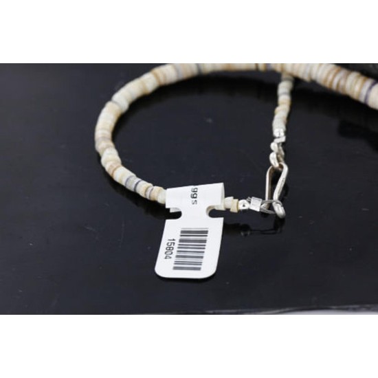 Handmade Certified Authentic Navajo .925 Sterling Silver Graduated Melon Shell and Turquoise Native American Necklace 370980665640 Handmade Certified Authentic Navajo .925 Sterling Silver Graduated Melon Shell and Turquoise Native American Necklace 370980665640