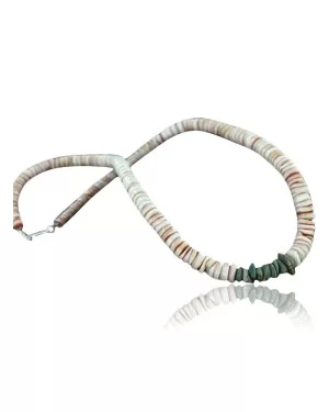 Handmade Certified Authentic Navajo .925 Sterling Silver Graduated Melon Shell and Turquoise Native American Necklace 390738767527