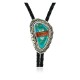 Handmade Certified Authentic Navajo .925 Sterling Silver Inlaid Natural Turquoise Jasper Native American Bolo Tie  24406-2