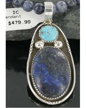 HANDMADE Certified Authentic Navajo .925 Sterling Silver Lapis and Turquoise Native American Necklace 371130568327 HANDMADE Certified Authentic Navajo .925 Sterling Silver Lapis and Turquoise Native American Necklace 371130568327
