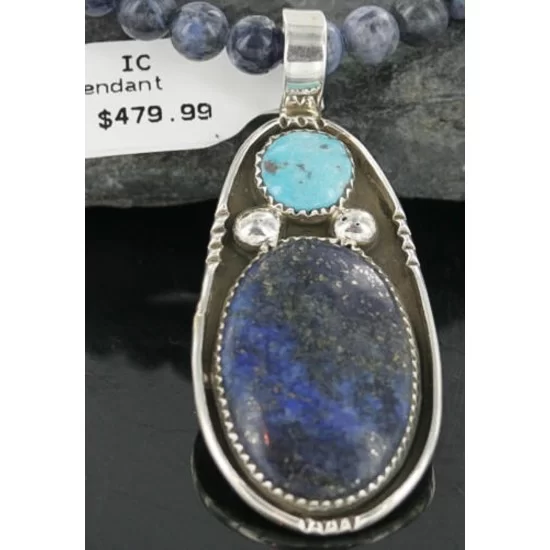 HANDMADE Certified Authentic Navajo .925 Sterling Silver Lapis and Turquoise Native American Necklace 371130568327 HANDMADE Certified Authentic Navajo .925 Sterling Silver Lapis and Turquoise Native American Necklace 371130568327