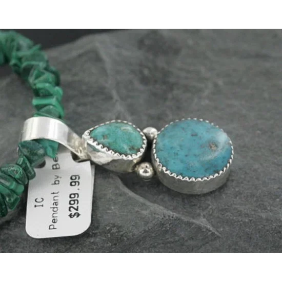 Handmade Certified Authentic Navajo .925 Sterling Silver LONE MOUNTAIN and Turquoise Native American Necklace 370908759240