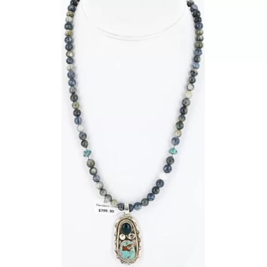 Handmade Certified Authentic Navajo .925 Sterling Silver Malachite and Turquoise Native American Necklace 390805410448 Handmade Certified Authentic Navajo .925 Sterling Silver Malachite and Turquoise Native American Necklace 390805410448