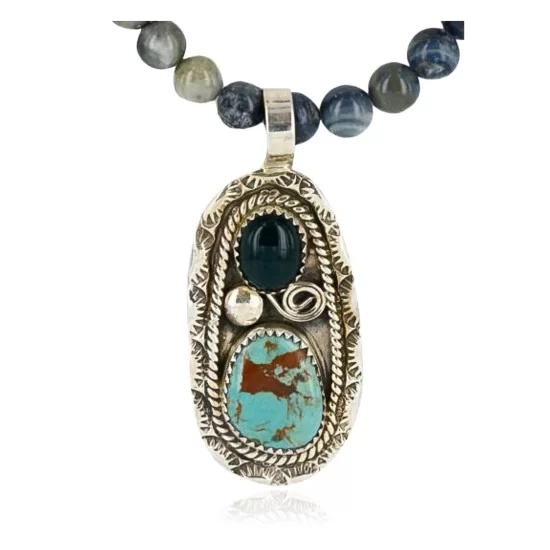 Handmade Certified Authentic Navajo .925 Sterling Silver Malachite and Turquoise Native American Necklace 390805410448 Handmade Certified Authentic Navajo .925 Sterling Silver Malachite and Turquoise Native American Necklace 390805410448
