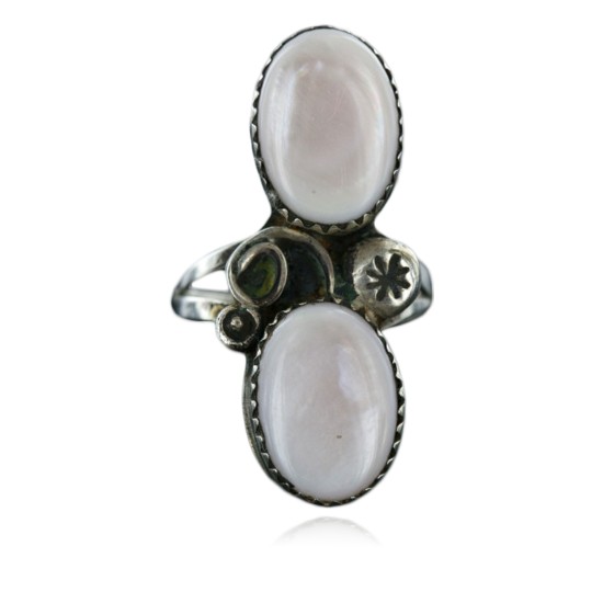 Handmade Certified Authentic Navajo .925 Sterling Silver Mother of Pearl Native American Ring  16971