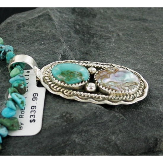 Handmade Certified Authentic Navajo .925 Sterling Silver Natural Abalone and Turquoise Native American Necklace 390663230037 Handmade Certified Authentic Navajo .925 Sterling Silver Natural Abalone and Turquoise Native American Necklace 390663230037