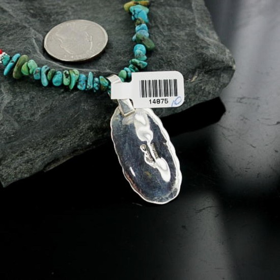 Handmade Certified Authentic Navajo .925 Sterling Silver Natural Abalone and Turquoise Native American Necklace 390663230037 Handmade Certified Authentic Navajo .925 Sterling Silver Natural Abalone and Turquoise Native American Necklace 390663230037
