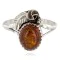 Handmade Certified Authentic Navajo Silver Amber Native American Ring Size 8 1/2 26204-1