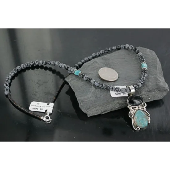 Handmade Certified Authentic Navajo .925 Sterling Silver Natural Black Onyx and Turquoise Native American Necklace & Pendant 370929282361 Handmade Certified Authentic Navajo .925 Sterling Silver Natural Black Onyx and Turquoise Native American Necklace & Pendant 370929282361