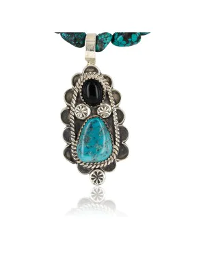 Handmade Certified Authentic Navajo .925 Sterling Silver Natural Black Onyx and Turquoise Native American Necklace & Pendant 390802189741 Handmade Certified Authentic Navajo .925 Sterling Silver Natural Black Onyx and Turquoise Native American Necklace & Pendant 390802189741