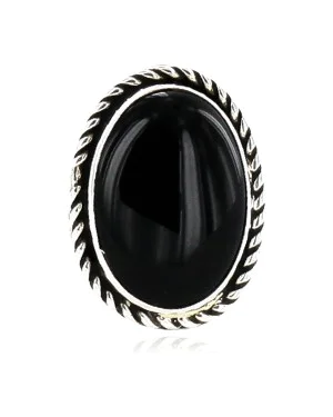 Handmade Certified Authentic Navajo .925 Sterling Silver Natural Black Onyx Native American Ring  12522