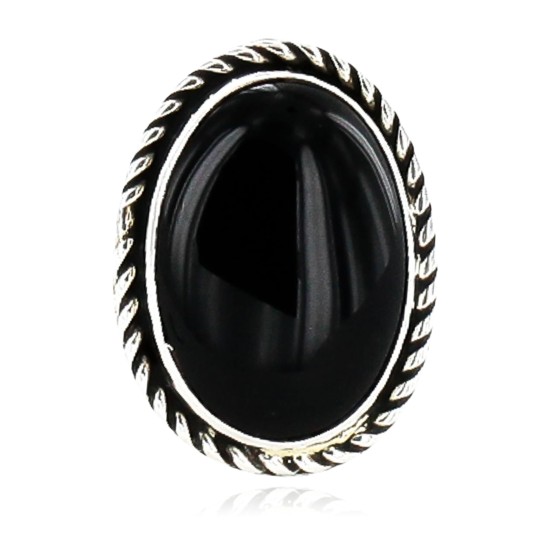 Handmade Certified Authentic Navajo .925 Sterling Silver Natural Black Onyx Native American Ring  12522