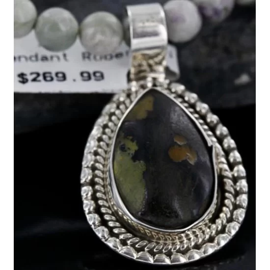 Handmade Certified Authentic Navajo .925 Sterling Silver Natural BOULDER Turquoise Native American Necklace 370953402938