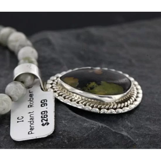 Handmade Certified Authentic Navajo .925 Sterling Silver Natural BOULDER Turquoise Native American Necklace 370953402938