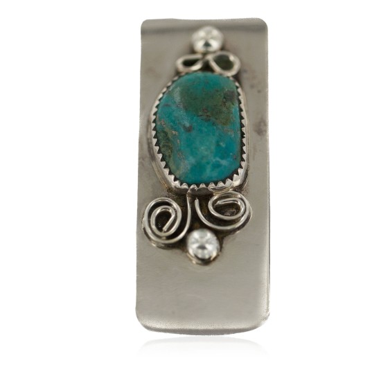 Handmade Certified Authentic Navajo .925 Sterling Silver Natural Carico Lake Native American Nickel Money Clip 91004-3