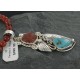 Handmade Certified Authentic Navajo .925 Sterling Silver Natural Coral and Turquoise Native American Necklace 370922695966