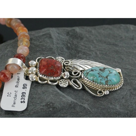 Handmade Certified Authentic Navajo .925 Sterling Silver Natural Coral and Turquoise Native American Necklace 390681801652 Handmade Certified Authentic Navajo .925 Sterling Silver Natural Coral and Turquoise Native American Necklace 390681801652