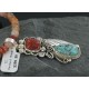 Handmade Certified Authentic Navajo .925 Sterling Silver Natural Coral and Turquoise Native American Necklace 390681801652
