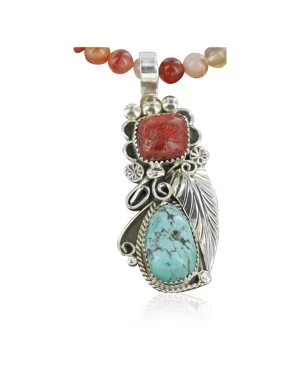 Handmade Certified Authentic Navajo .925 Sterling Silver Natural Coral and Turquoise Native American Necklace 390681801652 Handmade Certified Authentic Navajo .925 Sterling Silver Natural Coral and Turquoise Native American Necklace 390681801652