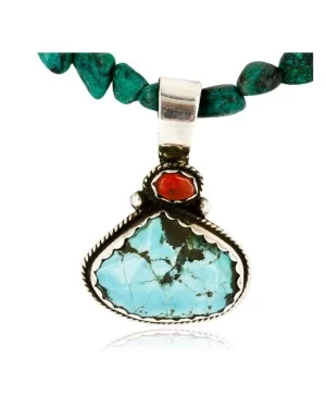 Handmade Certified Authentic Navajo .925 Sterling Silver Natural Coral and Turquoise Native American Necklace 390737860945 Handmade Certified Authentic Navajo .925 Sterling Silver Natural Coral and Turquoise Native American Necklace 390737860945