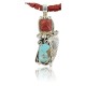 Handmade Certified Authentic Navajo .925 Sterling Silver Natural Coral, Red Jasper and Turquoise Native American Necklace & Pendant 370919219465