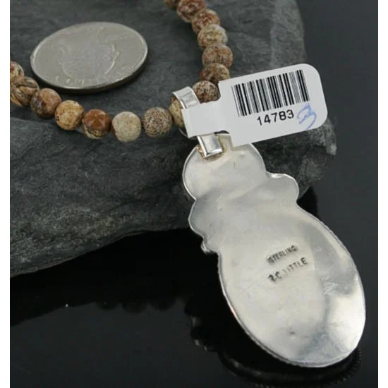 Handmade Certified Authentic Navajo .925 Sterling Silver Natural Jasper and Turquoise Native American Necklace 370919723688