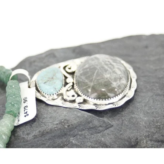 Handmade Certified Authentic Navajo .925 Sterling Silver Natural Jasper and Turquoise Native American Necklace & Pendant 370957783164 Handmade Certified Authentic Navajo .925 Sterling Silver Natural Jasper and Turquoise Native American Necklace & Pendant 370957783164