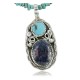 Handmade Certified Authentic Navajo .925 Sterling Silver Natural Lapis and Turquoise Native American Necklace 370904624065
