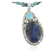 Handmade Certified Authentic Navajo .925 Sterling Silver Natural Lapis and Turquoise Native American Necklace 390677587361