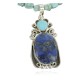 Handmade Certified Authentic Navajo .925 Sterling Silver Natural Lapis and Turquoise Native American Necklace 390677878198