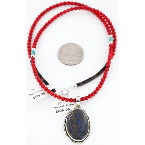 Handmade Certified Authentic Navajo .925 Sterling Silver Natural LAPIS and Turquoise Native American Necklace 390792513005 Handmade Certified Authentic Navajo .925 Sterling Silver Natural LAPIS and Turquoise Native American Necklace 390792513005