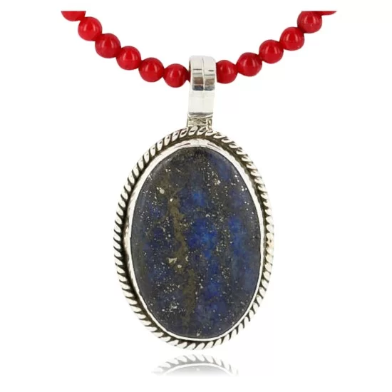 Handmade Certified Authentic Navajo .925 Sterling Silver Natural LAPIS and Turquoise Native American Necklace 390792513005 Handmade Certified Authentic Navajo .925 Sterling Silver Natural LAPIS and Turquoise Native American Necklace 390792513005