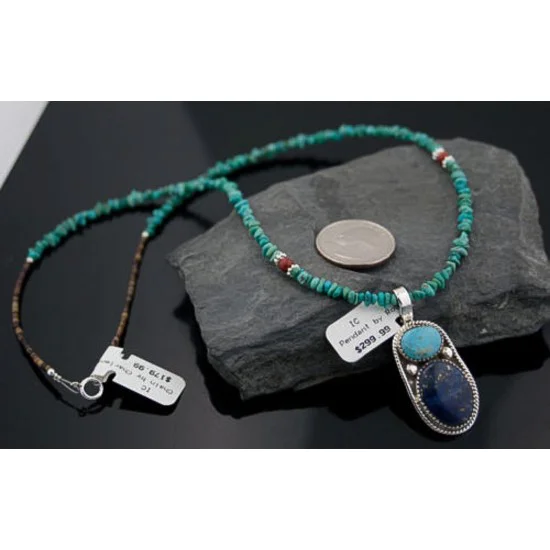 Handmade Certified Authentic Navajo .925 Sterling Silver Natural LAPIS and Turquoise Native American Necklace & Pendant 370881781300 Handmade Certified Authentic Navajo .925 Sterling Silver Natural LAPIS and Turquoise Native American Necklace & Pendant 370881781300