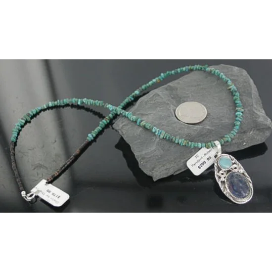 Handmade Certified Authentic Navajo .925 Sterling Silver Natural Lapis and Turquoise Native American Necklace & Pendant 370897223728 Handmade Certified Authentic Navajo .925 Sterling Silver Natural Lapis and Turquoise Native American Necklace & Pendant 370897223728