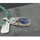 Handmade Certified Authentic Navajo .925 Sterling Silver Natural Lapis and Turquoise Native American Necklace & Pendant 370897802831