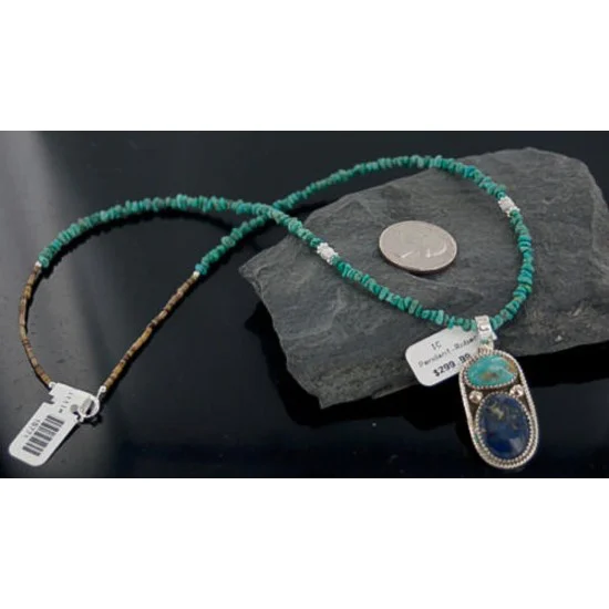 Handmade Certified Authentic Navajo .925 Sterling Silver Natural Lapis and Turquoise Native American Necklace & Pendant 390651297460 Handmade Certified Authentic Navajo .925 Sterling Silver Natural Lapis and Turquoise Native American Necklace & Pendant 390651297460