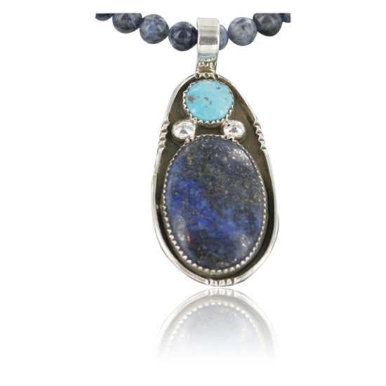 Handmade Certified Authentic Navajo .925 Sterling Silver Natural Lapis and Turquoise Native American Necklace & Pendant 390679478582 Handmade Certified Authentic Navajo .925 Sterling Silver Natural Lapis and Turquoise Native American Necklace & Pendant 390679478582