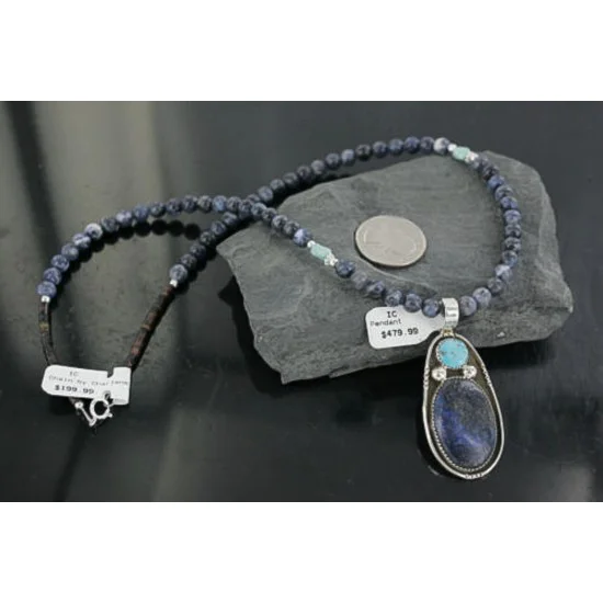 Handmade Certified Authentic Navajo .925 Sterling Silver Natural Lapis and Turquoise Native American Necklace & Pendant 390679478582 Handmade Certified Authentic Navajo .925 Sterling Silver Natural Lapis and Turquoise Native American Necklace & Pendant 390679478582