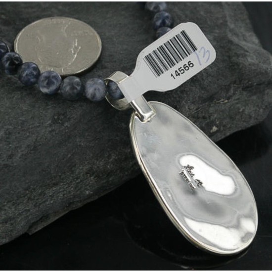 Handmade Certified Authentic Navajo .925 Sterling Silver Natural Lapis and Turquoise Native American Necklace & Pendant 390679478582 Handmade Certified Authentic Navajo .925 Sterling Silver Natural Lapis and Turquoise Native American Necklace & Pendant 390679478582
