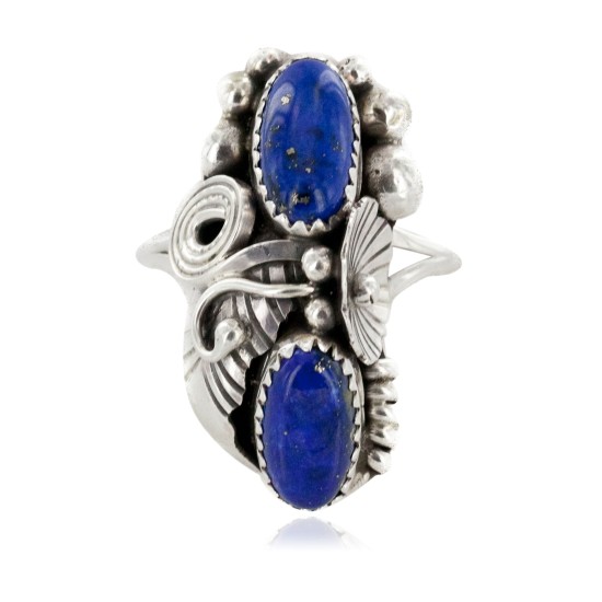 Handmade Certified Authentic Navajo .925 Sterling Silver Natural Lapis Lazuli Native American Ring Size 8 26206-30