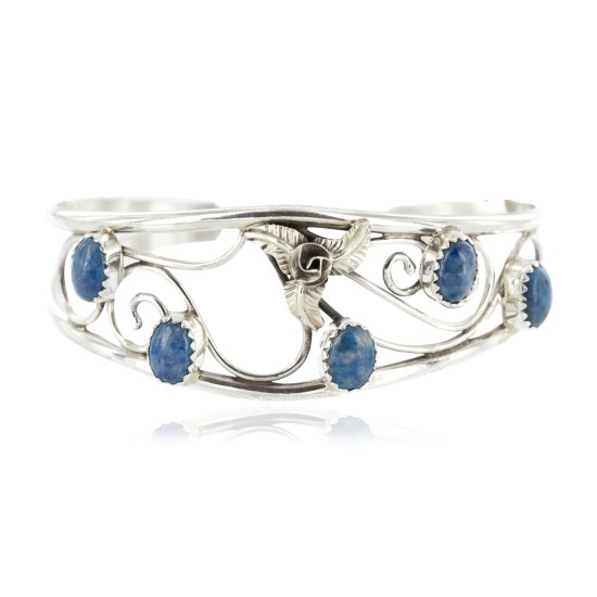 Handmade Certified Authentic Navajo .925 Sterling Silver Natural Lapis Native American Bracelet 12946-3 Handmade Certified Authentic Navajo .925 Sterling Silver Natural Lapis Native American Bracelet 12946-3